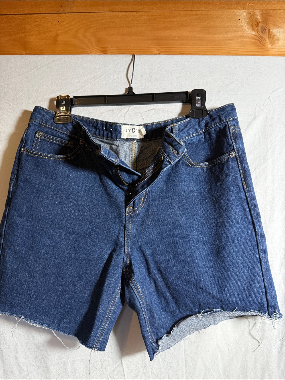Umgee Dark Blue Raw Hem Denim Shorts